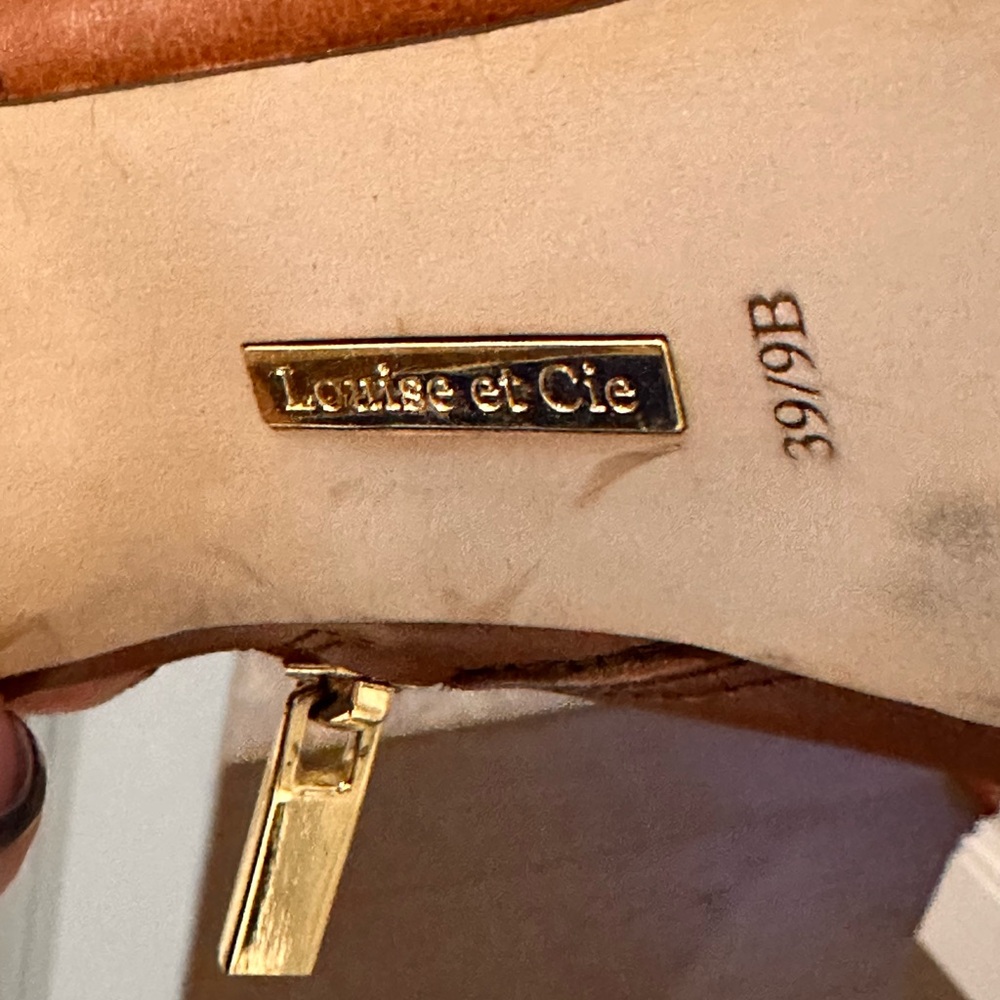 Louise Et Cir Leather Brown/Cognac color
Gold Buckles Stacked Heel Boo… - Picture 6 of 9
